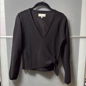 Madewell Black Wrap Top with Tie Detail